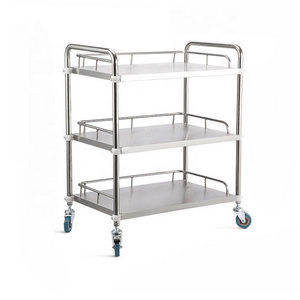 Low Price Promotion Stainless Steel Emergency Treatment Trolley Hospital Cart  With Wheels