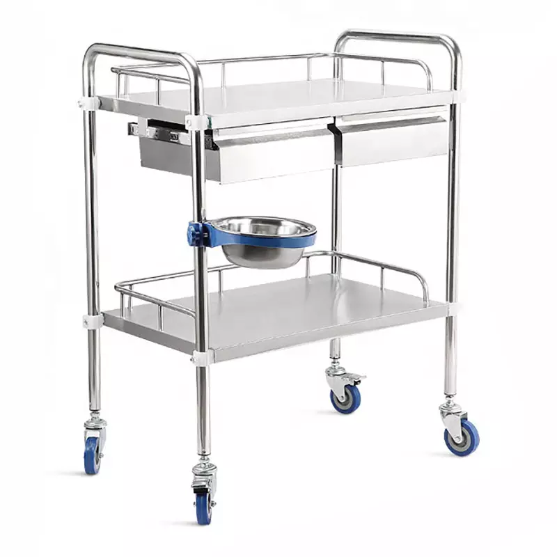 Most popular medical stainless steel cart trolley hospital trolleys with triple drawer