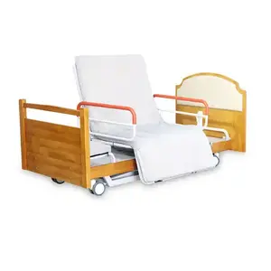 Luxury Elderly Wooden VIP Hospital Bed Adjustable Multifunctional Medical Bed Electric Rotating Home Care Bed