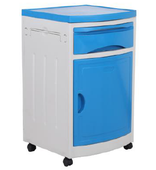 High quality Hospital ABS plastic medical bedside table with drawers and storage space with wheels