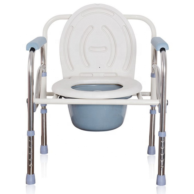 Adjustable Height Bedside Commode Chair Medical Shower Chair Bath Seat Heavy-duty Steel Commode Toilet Chair