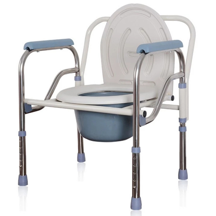 Adjustable Height Bedside Commode Chair Medical Shower Chair Bath Seat Heavy-duty Steel Commode Toilet Chair