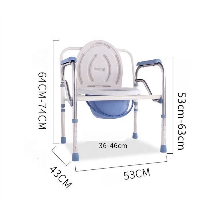 Adjustable Height Bedside Commode Chair Medical Shower Chair Bath Seat Heavy-duty Steel Commode Toilet Chair