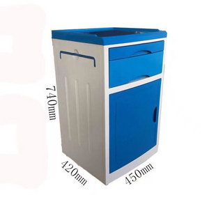 High quality Hospital ABS plastic medical bedside table with drawers and storage space with wheels