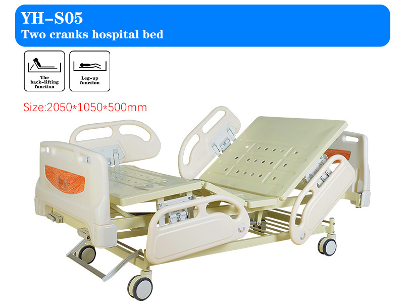 Own Brand Two cranks hospital Multi functional medical bed Manually adjustable hospital bed