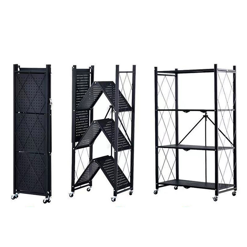 Removable Storage Rack Multifunctional Trolley Rolling Cart Kitchen Rack Storage Holders Folding Shelf On Wheels