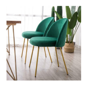 European design dining room chair upholstered chairs factory wholesales metal leg green velvet dining chair