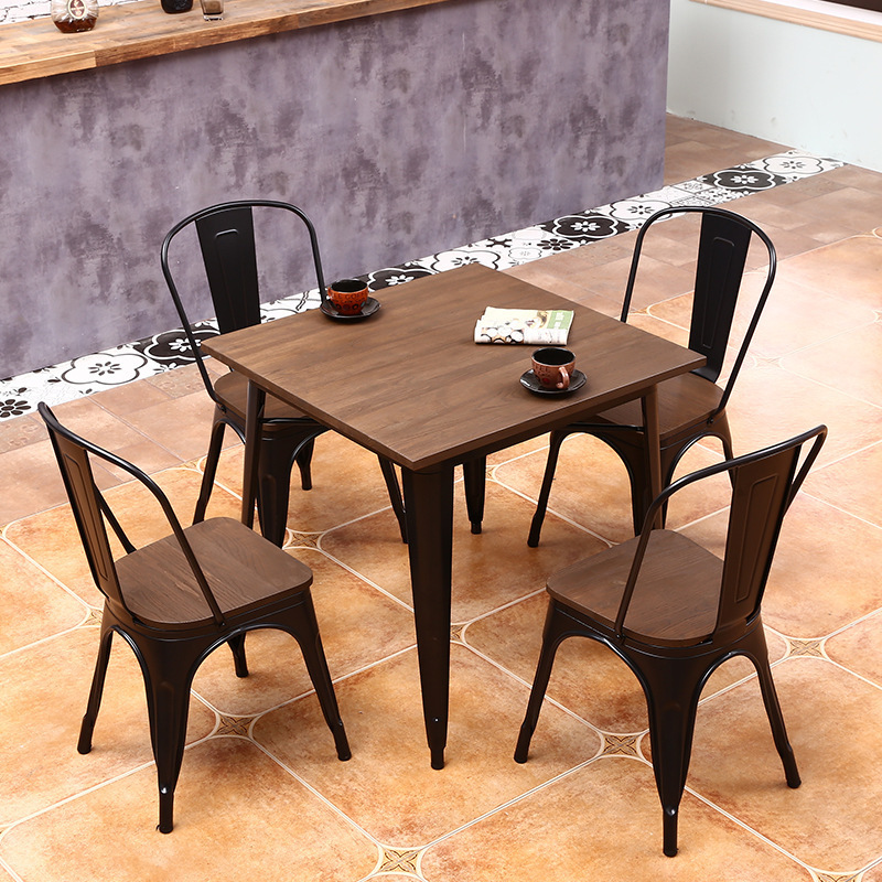 Wholesale Stackable Cafe Bistro Metal Wood Seat Restaurant Vintage Design Industrial Metal Dining Chair