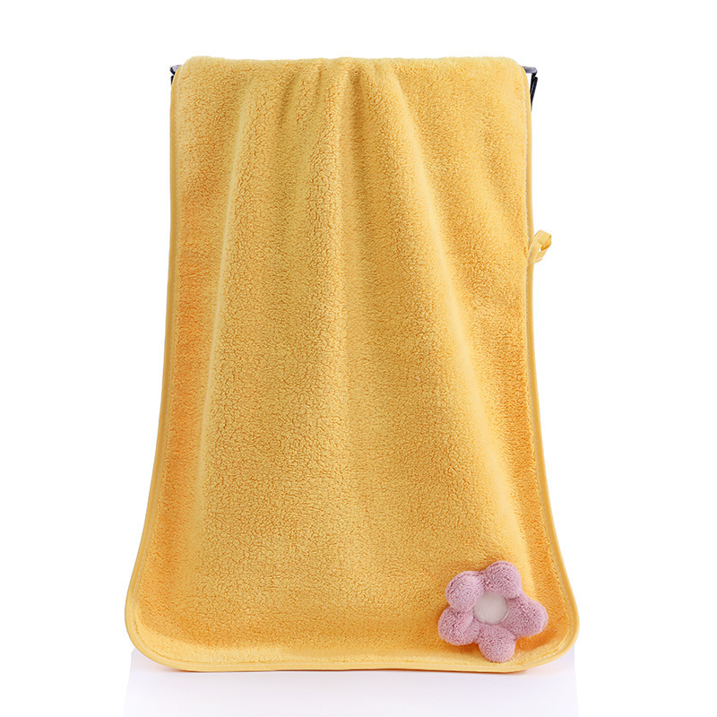 Coral velvet sunflower towel thickened, absorbent, facial wash for adults, household dry hair towel embroidery