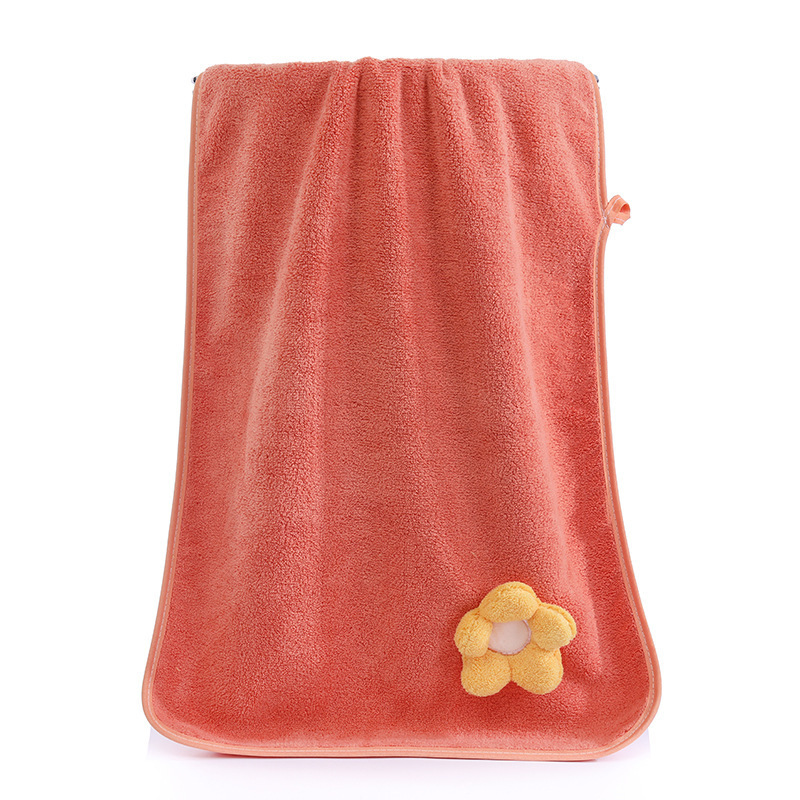 Coral velvet sunflower towel thickened, absorbent, facial wash for adults, household dry hair towel embroidery