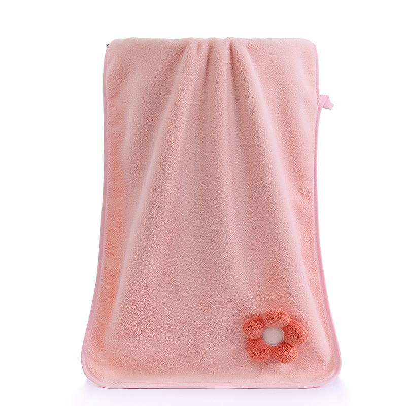 Coral velvet sunflower towel thickened, absorbent, facial wash for adults, household dry hair towel embroidery