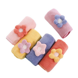 Coral velvet sunflower towel thickened, absorbent, facial wash for adults, household dry hair towel embroidery