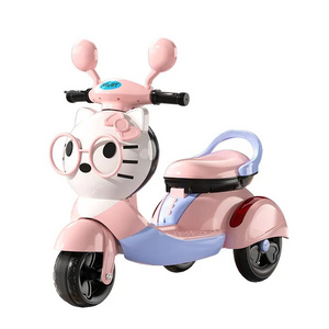 Child's Favorite Electric 3-Wheeled Big-Faced Cat Ride on Car Battery-Powered Plastic Toy for Boys and Girls Ages 2-7