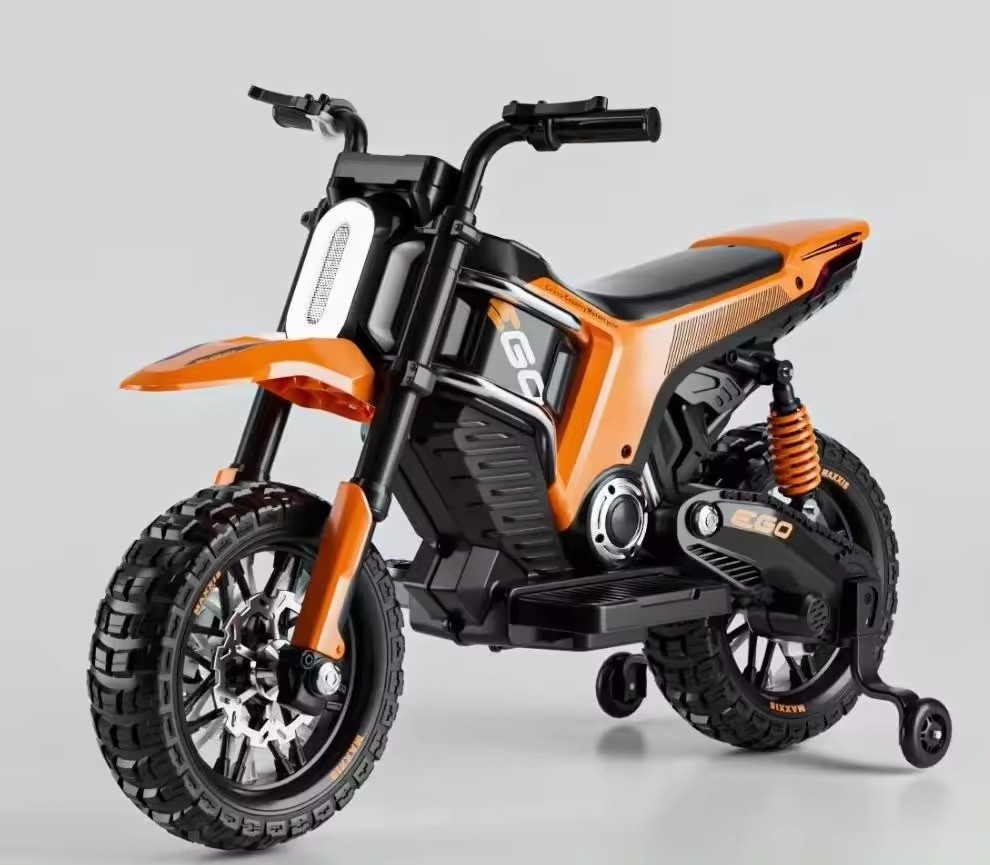 12V Battery Powered Electric Motorcycle Unisex Ride-on Toy for 2-10 Year Olds Car Mounted Bicycle Made of Plastic