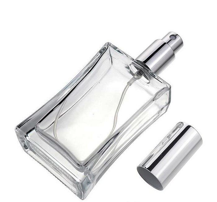 Fast delivery  15ml 30ml 50ml 100ml perfume rectangular square glass bottle with spray pump cap