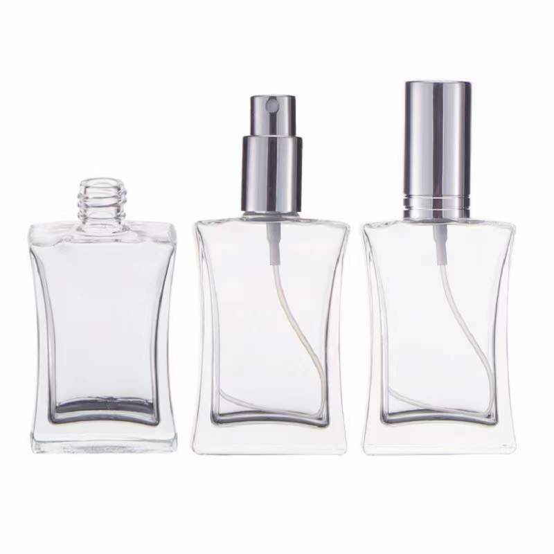 Fast delivery  15ml 30ml 50ml 100ml perfume rectangular square glass bottle with spray pump cap