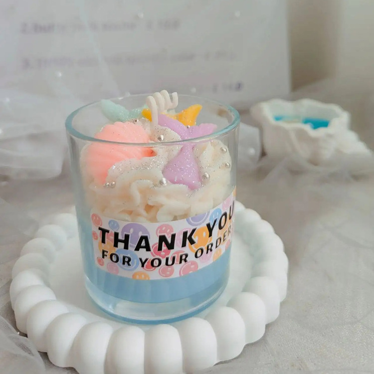 DIY Soy wax Simulated ice candle with glass cute food candle for gift ice cone dessert candles