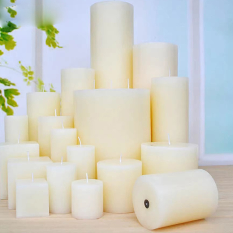 Factory Wholesale different size real wax pillar candle with candelabra for wedding table decoration