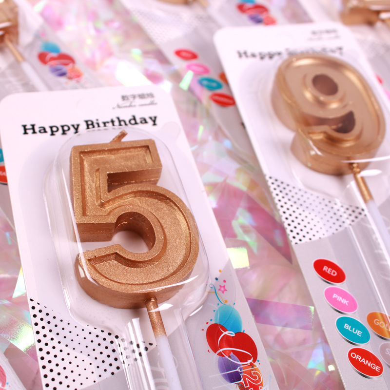 Hotsale unique big Gold number birthday cake candle for decoration