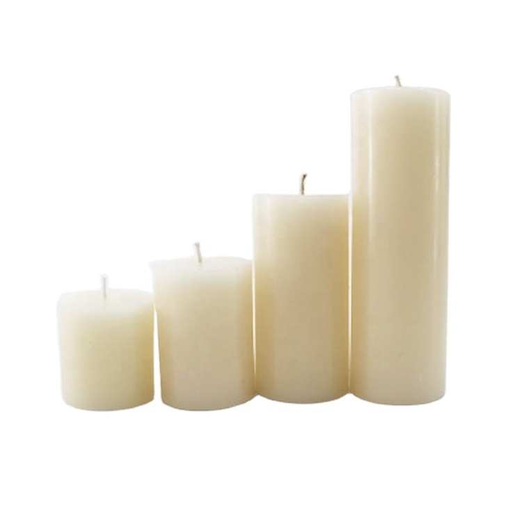 Hand Poured Premium Mega Candles Unscented White Color Round Pillar Wax Candles