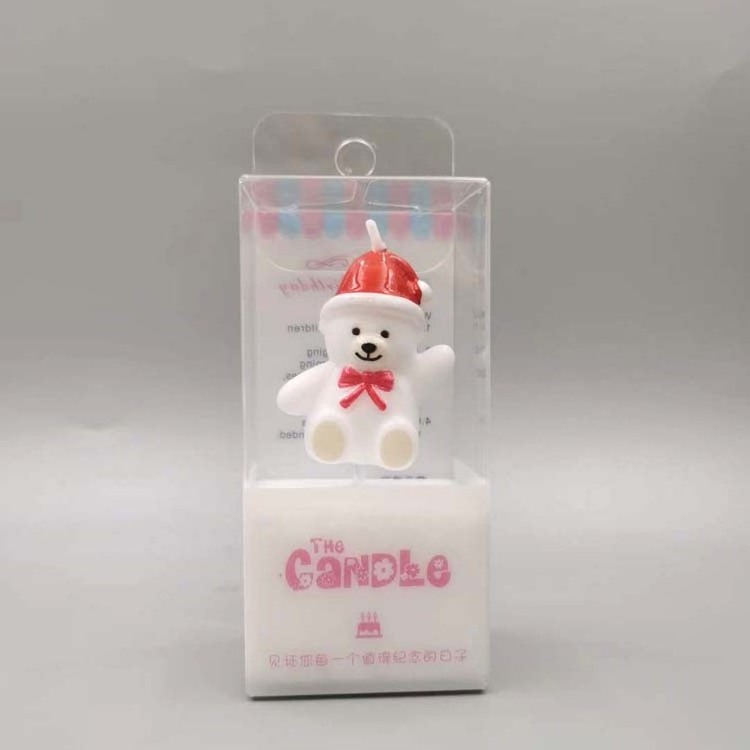 3D Mold Ins Christmas Gift Creative White and Brown Teddy Bear Shape Cake Candles