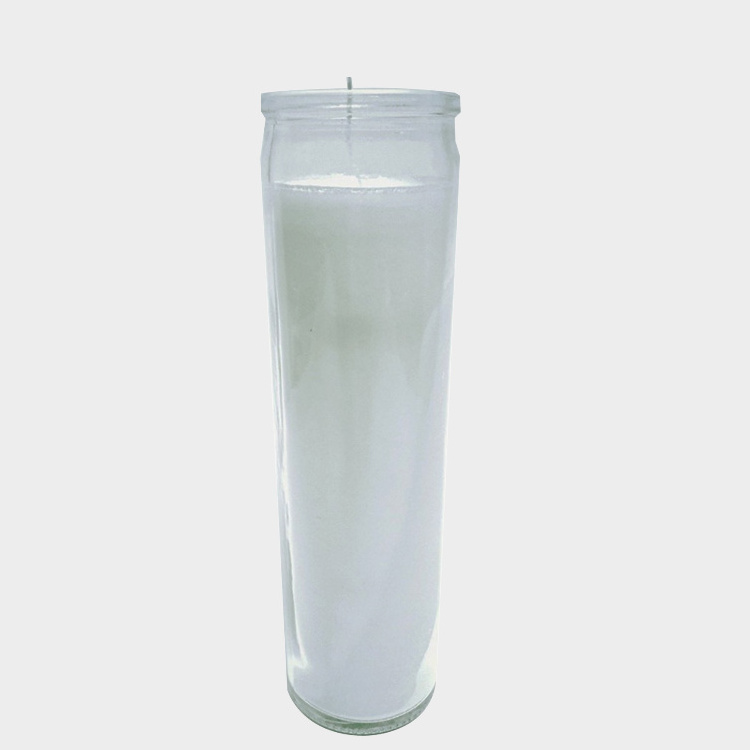 Paraffin Wax Novena Vigil Clear plain Glass Jar 5 to 7 Day White Candle for church