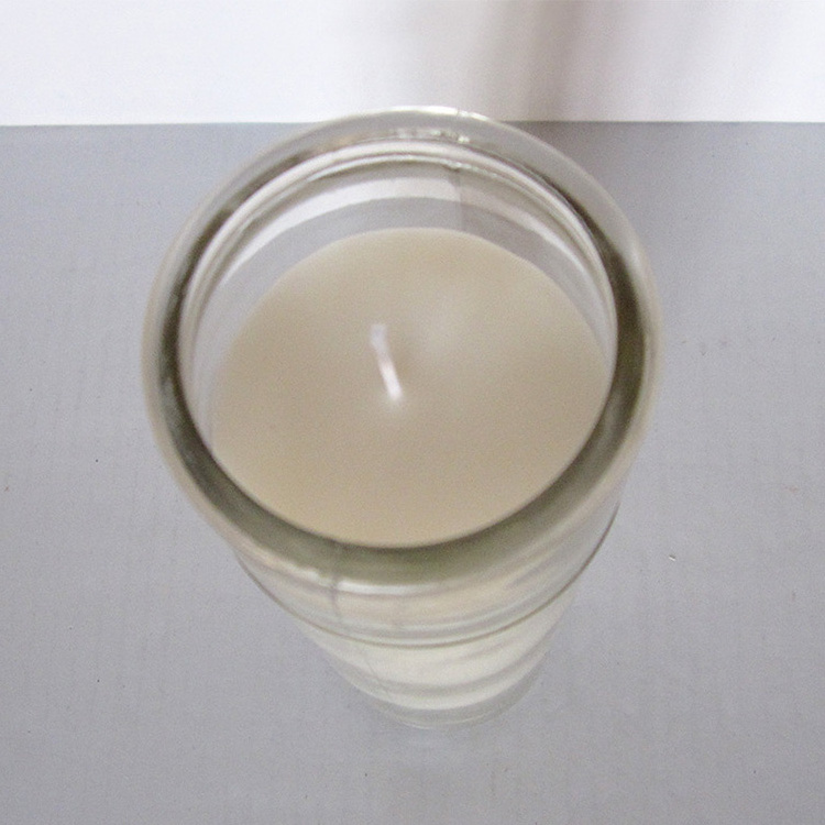 Set of 12 Classic White Religious Vegetable Wax Candles in Glass 7 Day Candles