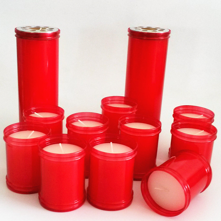 wholesale 8inch memorial windproof PVC bottle religious grave yard candle in China