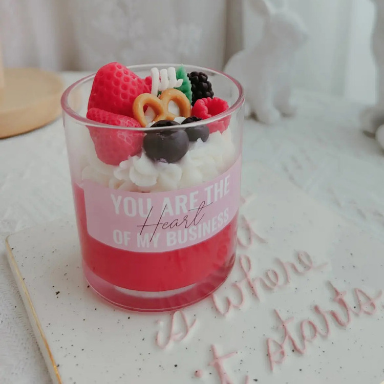 DIY Soy wax Simulated ice candle with glass cute food candle for gift ice cone dessert candles