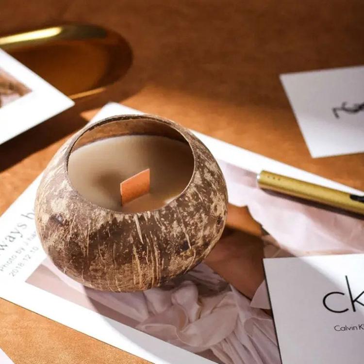 100% Natural Coconut Candle Bowl/ Coconut Shell For Candle With High Quality And Good Price