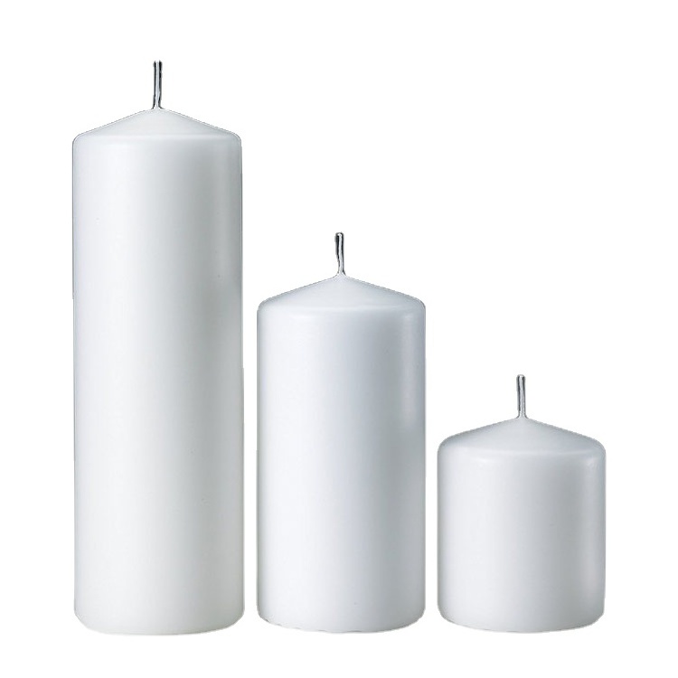 White scented paraffin wax Cheap Pillar Candles for home lighting and decoration