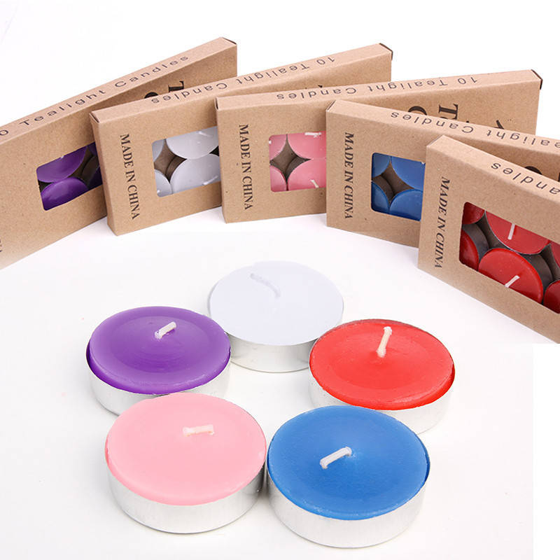 clean burning round small colourful scented tea light candle