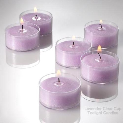 round small mini tea light or t-lite candles with natural scented and clear cup