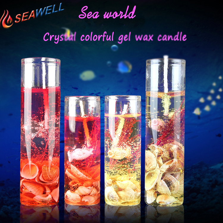 Eco-friendly natural gel wax ocean jelly candle with crystal glass holder