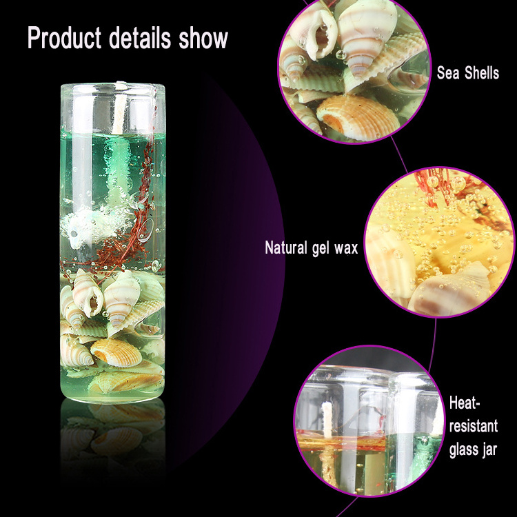 Eco-friendly natural gel wax ocean jelly candle with crystal glass holder