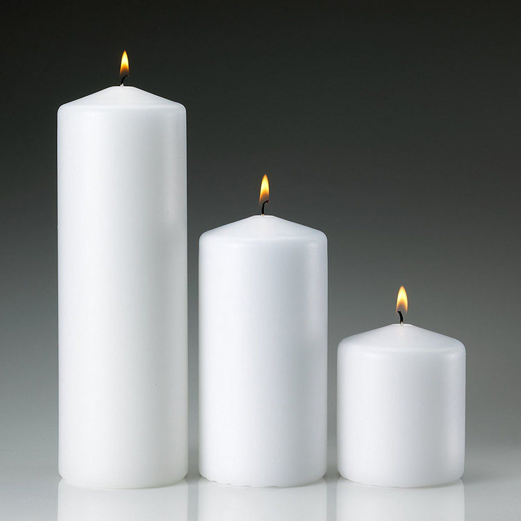 White scented paraffin wax Cheap Pillar Candles for home lighting and decoration