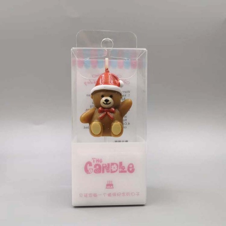 3D Mold Ins Christmas Gift Creative White and Brown Teddy Bear Shape Cake Candles