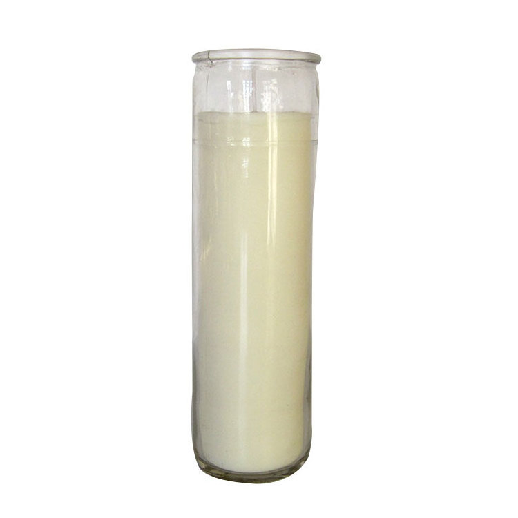 White Poured Unscented Real Wax Catholic Prayer Candles in tall glass jar