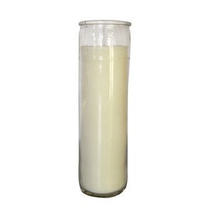 White Poured Unscented Real Wax Catholic Prayer Candles in tall glass jar