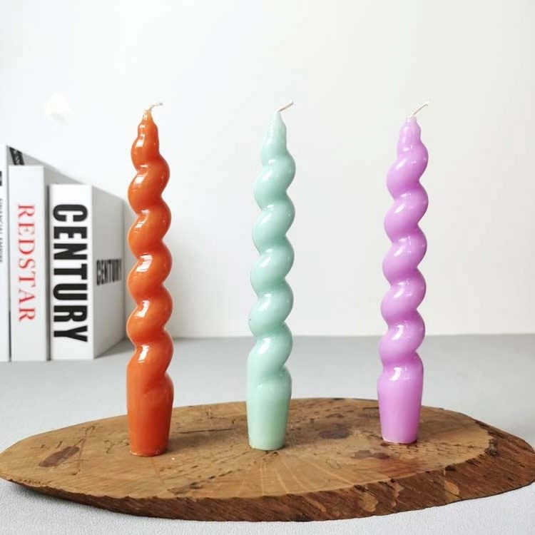 Seawell Wholesale Spiral Stick Taper Aroma Candle High Quality Gradient Multicolor Twisted Wedding Scented Dinner Candles