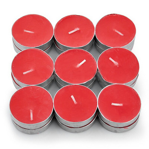 holiday time red color aluminum tealight cups 4 hours tealight candles