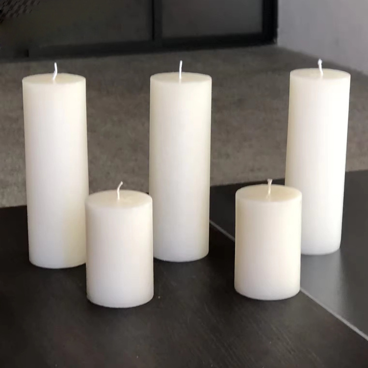 Factory Wholesale different size real wax pillar candle with candelabra for wedding table decoration