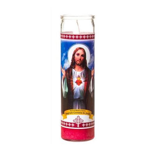 1-7 day burning time paraffin wax filled Christian Religious Candle with glass jar candle holder