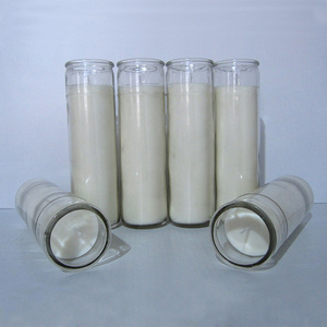 Set of 12 Classic White Religious Vegetable Wax Candles in Glass 7 Day Candles