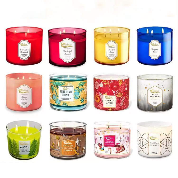 Valentine&Mothers Day Massage Oil Fragrance Candles Soy Wax Scented Private Label Hotel 3 Wick Scented Candle Collection