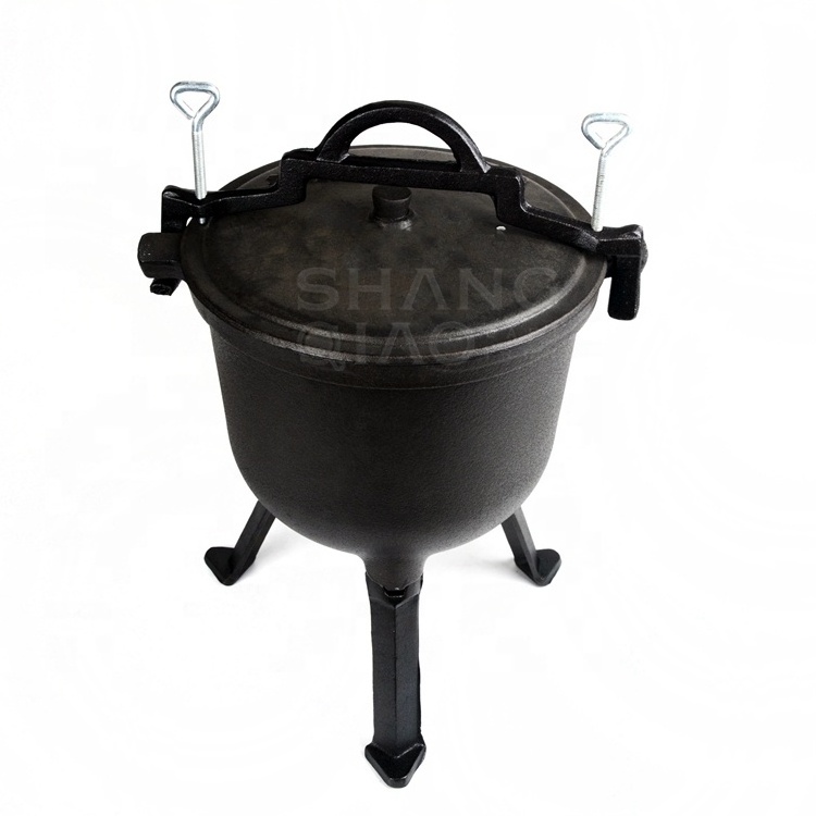 Hot selling cast iron pressure cooker camping pot Enameled Cast iron hunting pot utensils Kitchen cookware cauldron