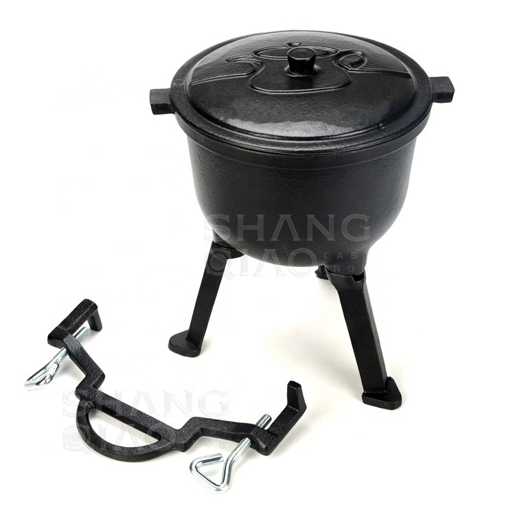 Hot selling cast iron pressure cooker camping pot Enameled Cast iron hunting pot utensils Kitchen cookware cauldron