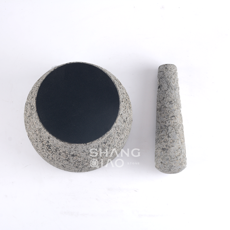 Natural Stone Grinder Large Granite Mortar and Pestle for Spices Condiments