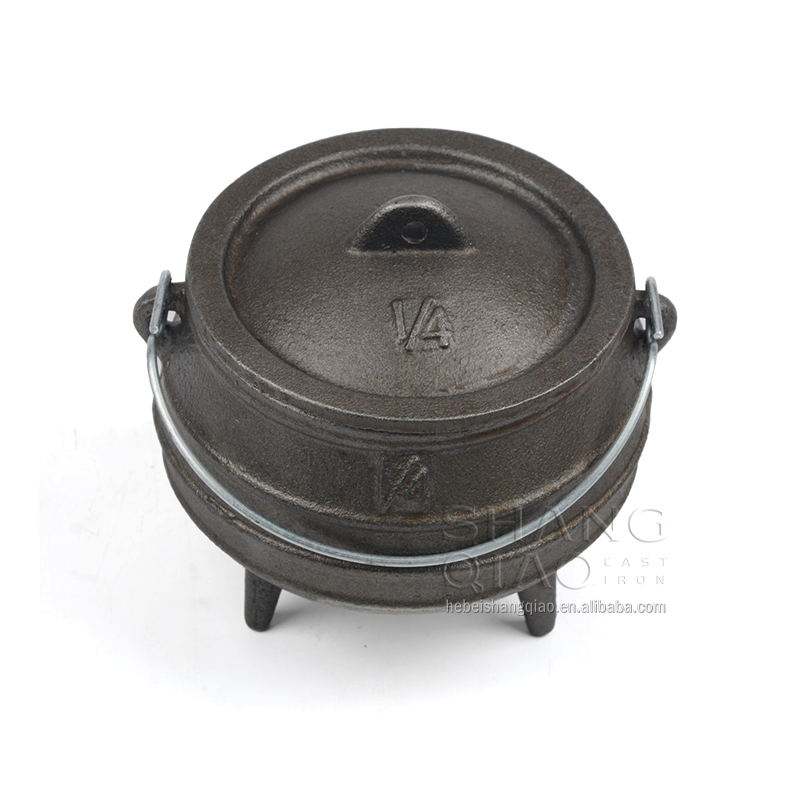 Three Legs  Camping Cookware Vegetable Oil Coating Cast Iron African Potjie Pot For Campfire