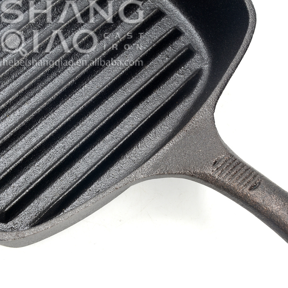 Fry pan square Nonstick Induction Skillet with pour spouts Square Steak Bacon Pan Square Cast Iron Grill Pan and Grill Press